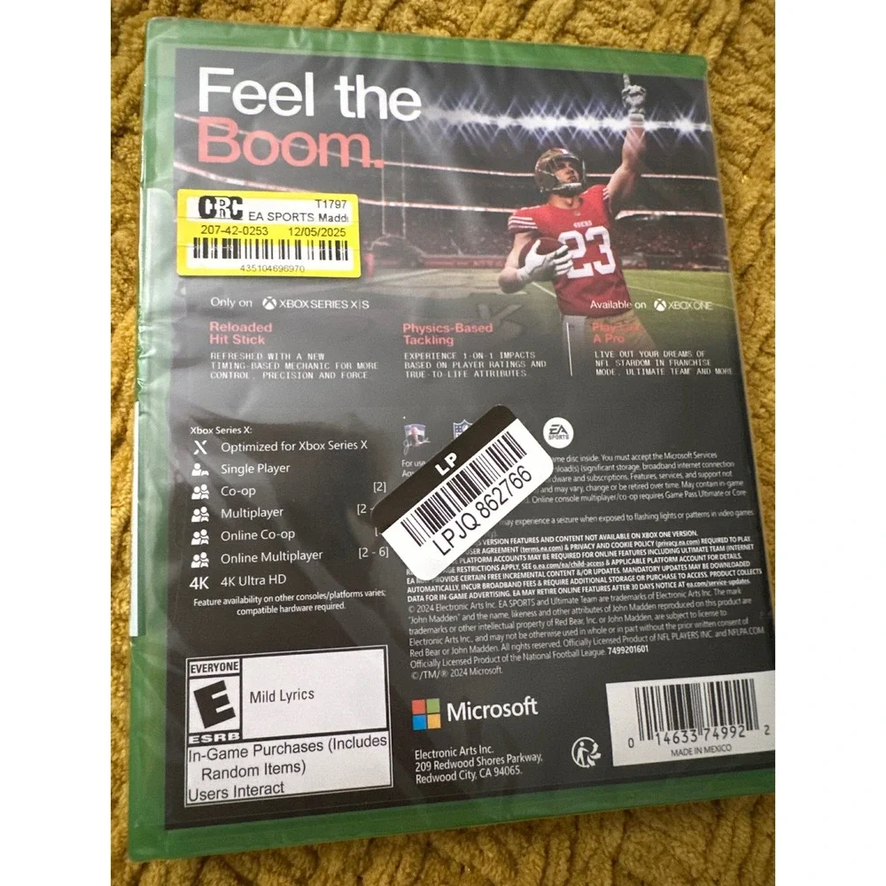 EA Sports Madden NFL 25 Xbox Series X One Unisex One Size Green New Sports Game